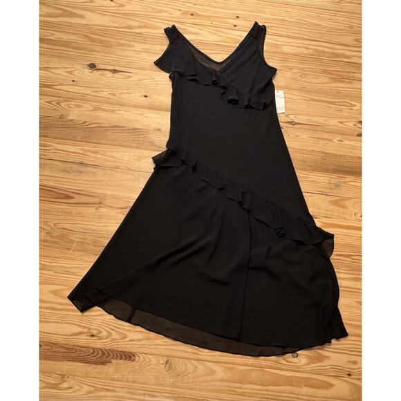 CACHET Vintage Sheer Dress/Cover Up Black Ruffled Women’s Size 12 New With Tags - Picture 6 of 8